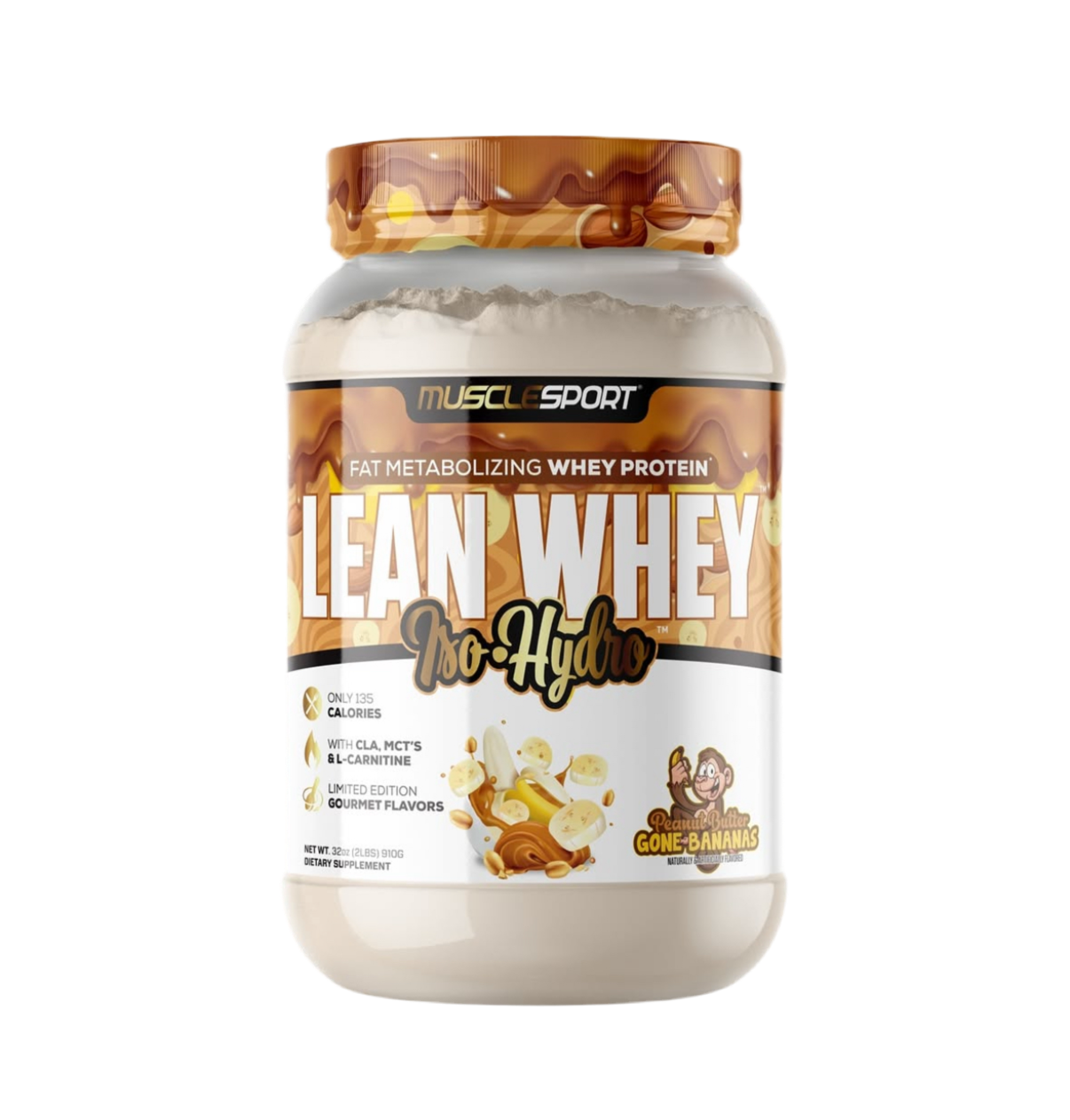 Lean Whey Iso Hydro Gourmet Protein 2LB Peanut Butter Gone Bananas