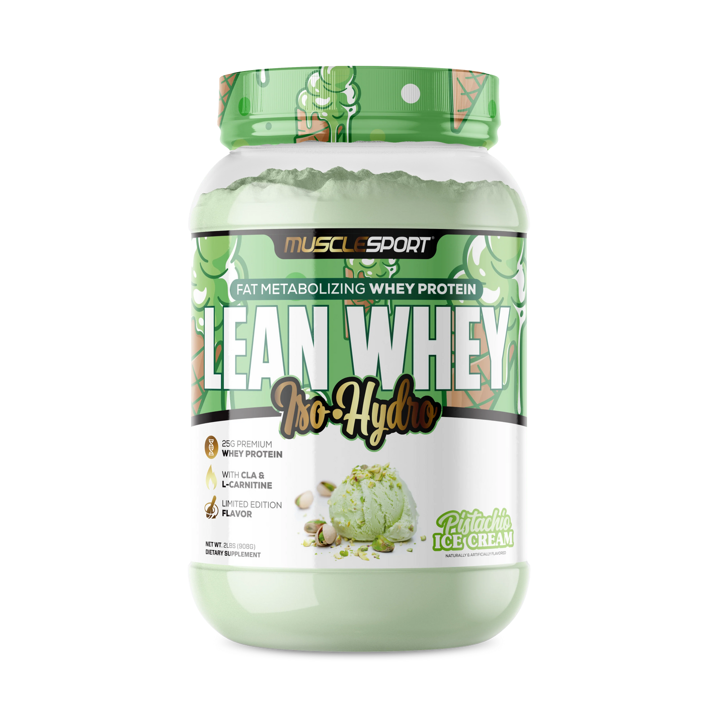 Lean Whey Iso Hydro Gourmet Protein 2LB Pistachio Ice Cream