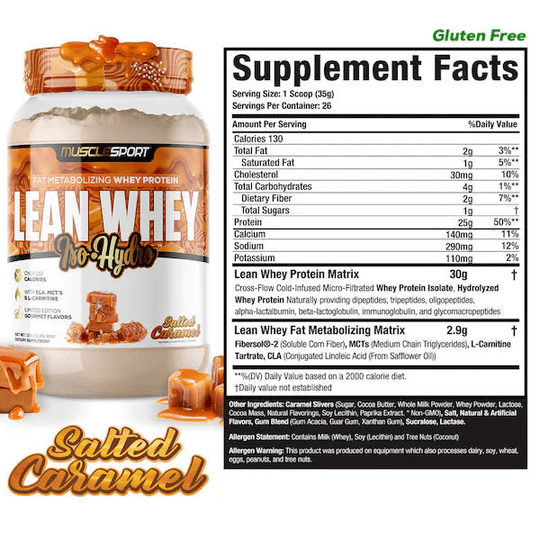 Lean Whey Iso Hydro Gourmet Protein 2LB Salted Caramel