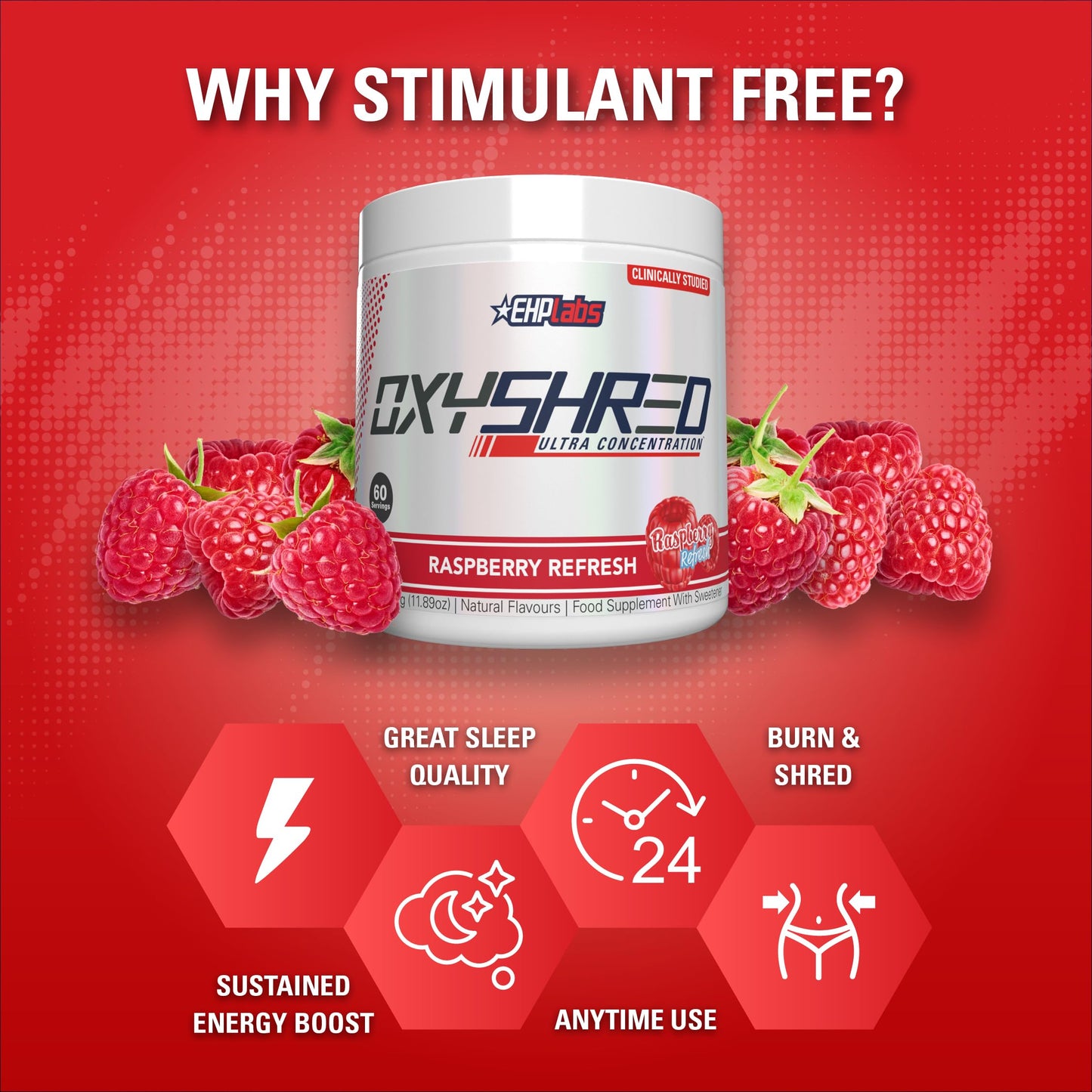 EHP Labs OxyShred Thermogenic Non-Stim Raspberry Kisses