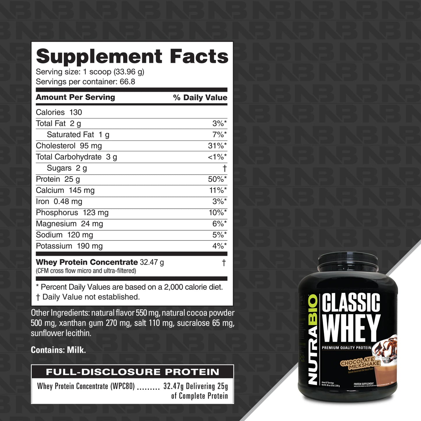 Nutrabio Classic Whey Chocolate MilkShake 5lb