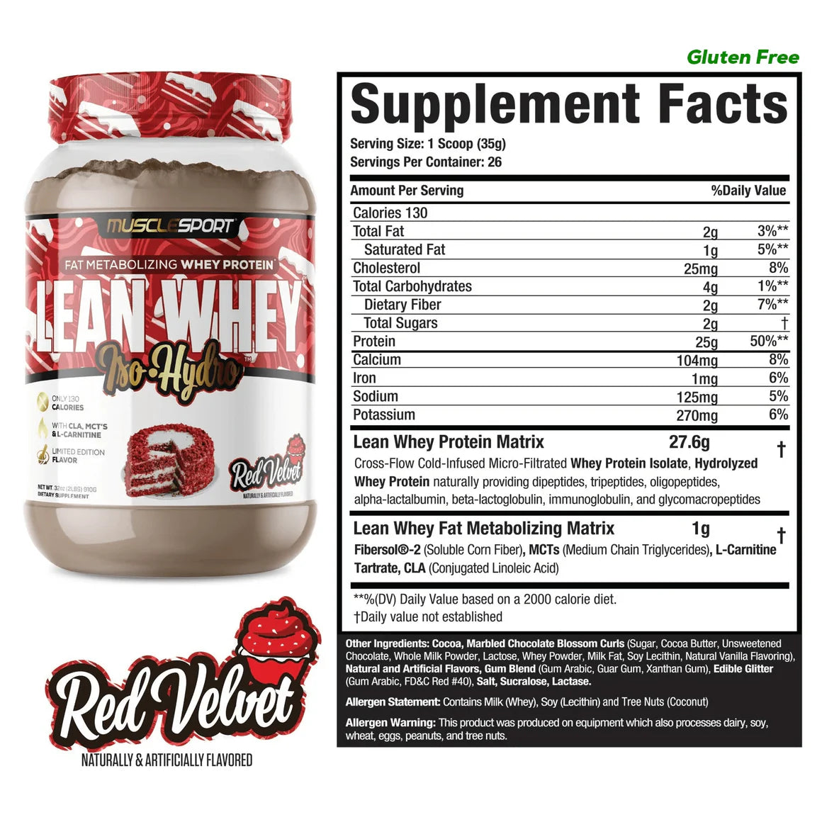 Lean Whey Iso Hydro Gourmet Protein 2LB Red Velvet