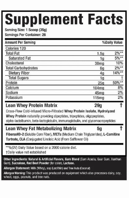Lean Whey Iso Hydro Gourmet Protein 1lb Strawberry