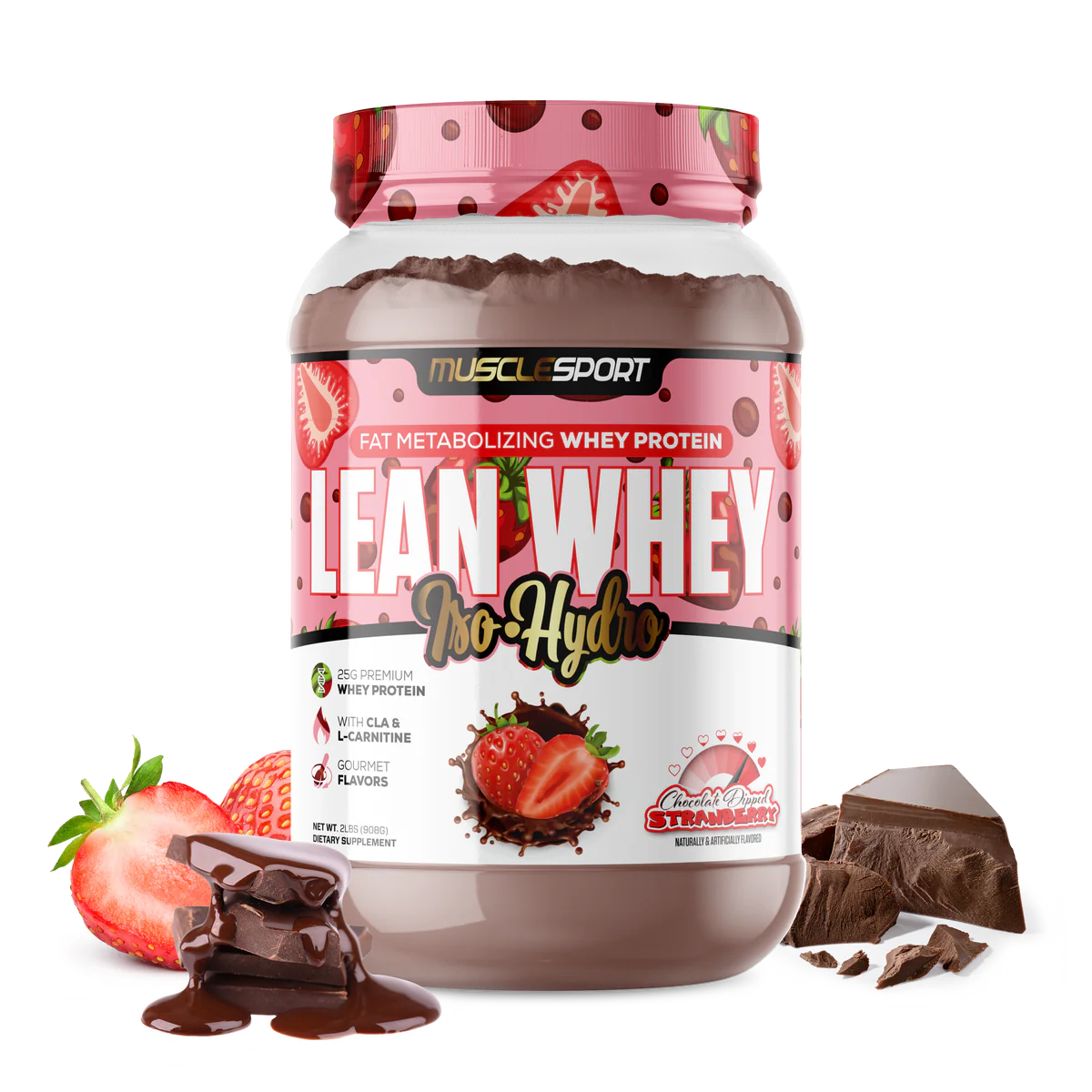 Lean Whey Iso Hydro Gourmet Protein 2LB Chocolate Dipped Strawberry