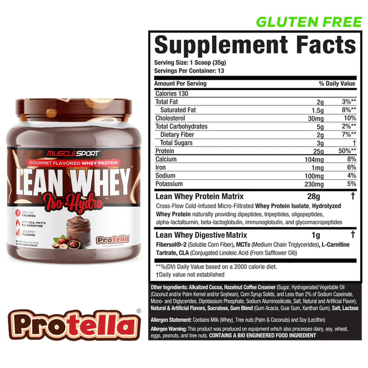 Lean Whey Iso Hydro Gourmet Protein 1lb Protella