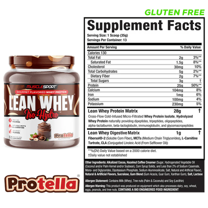 Lean Whey Iso Hydro Gourmet Protein 1lb Protella