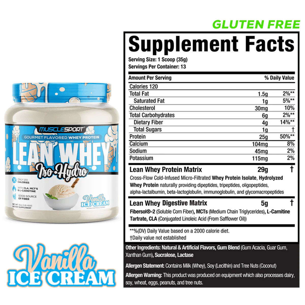 Lean Whey Iso Hydro Gourmet Protein 1lb Vanilla