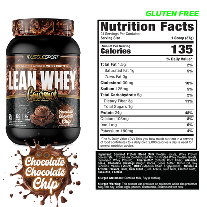 Lean Whey Gourmet Premium Blended Protein 2lb Chocolate Chocolate Chip