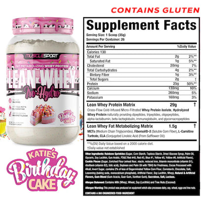 Lean Whey Iso Hydro Gourmet Protein 2LB Katie’s Birthday Cake