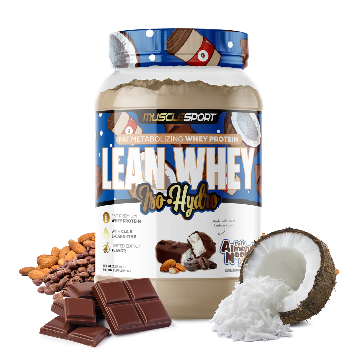 Lean Whey Iso Hydro Gourmet Protein 2LB Cafe Mocha Almond