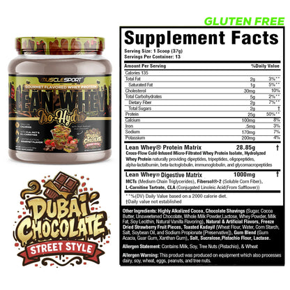 Lean Whey Iso Hydro Gourmet Protein 1lb Dubai Chocolate
