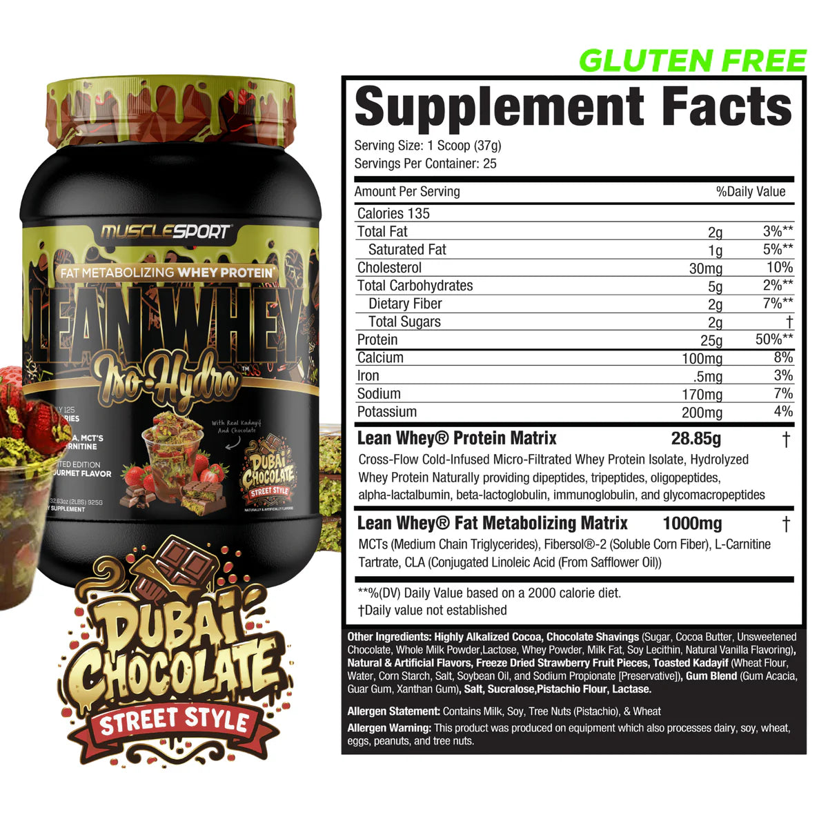 Lean Whey Iso Hydro Gourmet Protein 2LB Dubai Chocolate