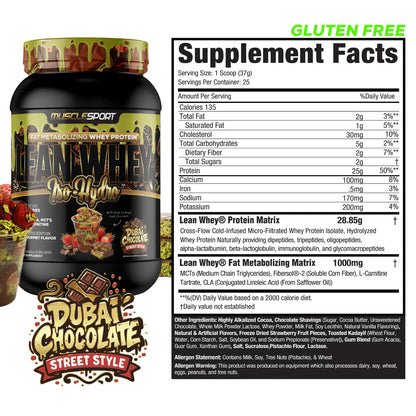 Lean Whey Iso Hydro Gourmet Protein 2LB Dubai Chocolate
