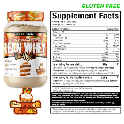 Lean Whey Iso Hydro Gourmet Protein 2LB Carrot Cake
