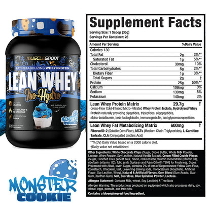 Lean Whey Iso Hydro Gourmet Protein 2LB Monster Cookie