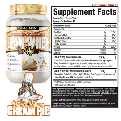 Lean Whey Iso Hydro Gourmet Protein 2LB Nanas Banana Cream Pie
