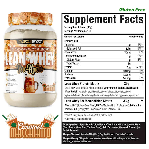 Lean Whey Iso Hydro Gourmet Protein 2LB Caramel Macchiato