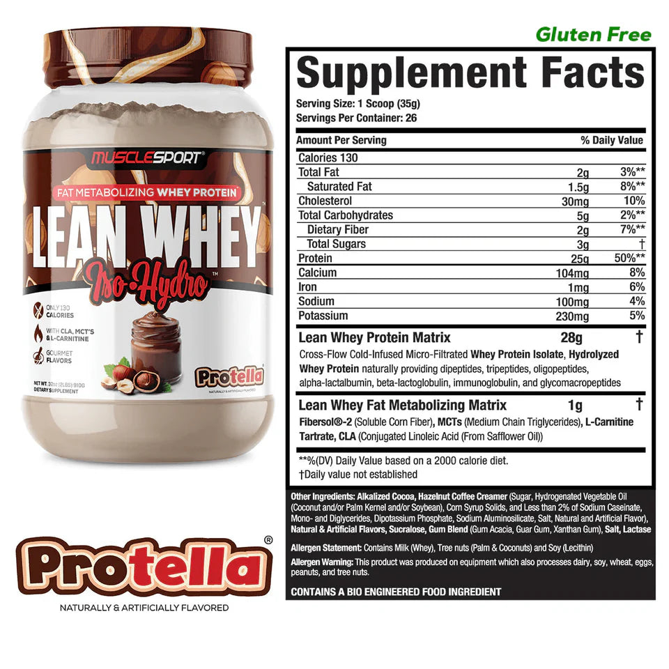 Lean Whey Iso Hydro Gourmet Protein 2LB Protella
