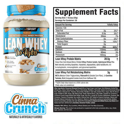 Lean Whey Iso Hydro Gourmet Protein 2LB Cinna Crunch