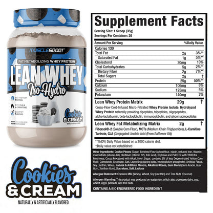 Lean Whey Iso Hydro Gourmet Protein 2LB Cookies n Cream